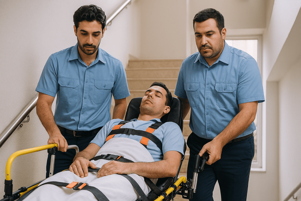 انتقال بیمار در طبقات توسط اورژانس