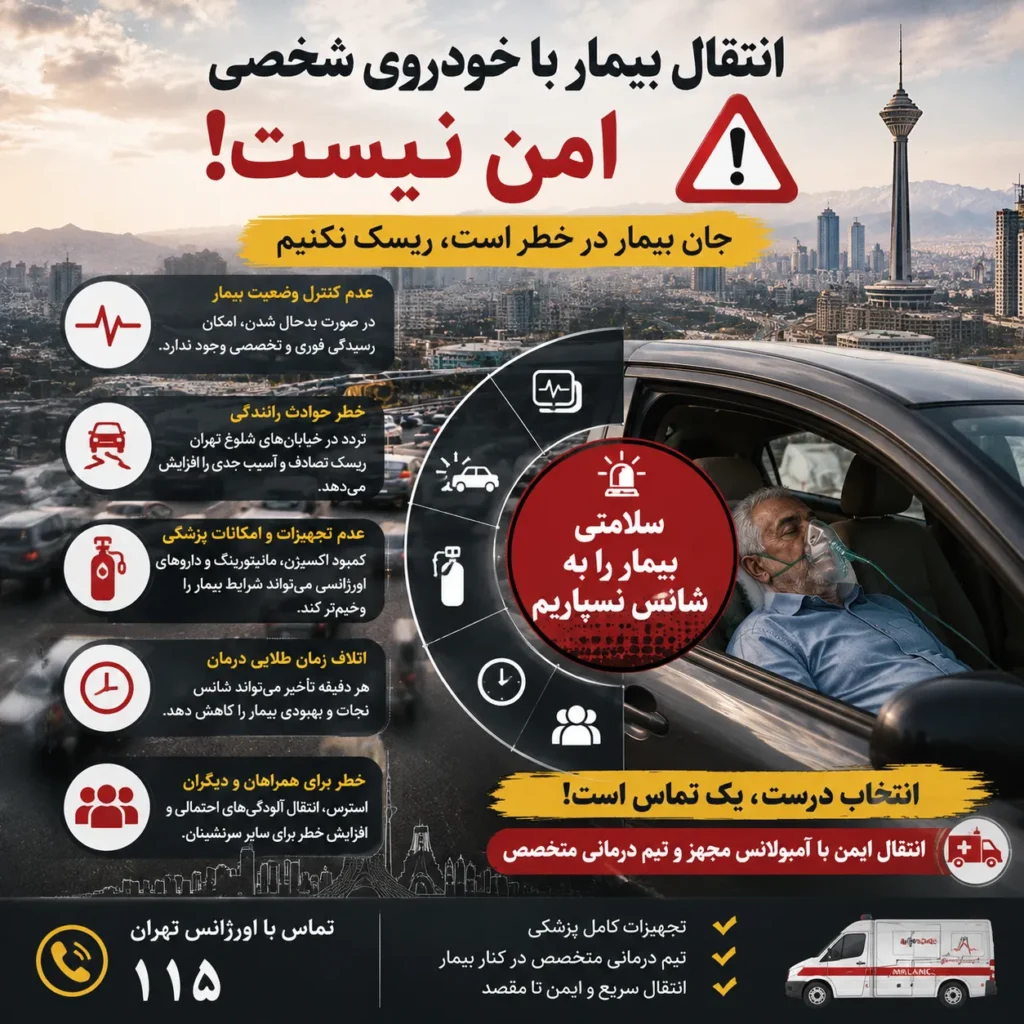 خطرات انتقال بیمار با خودروی شخصی